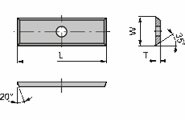 19,5x12,0x1,5 нож с 4-х сторонней заточкой  KCR08 (схема)