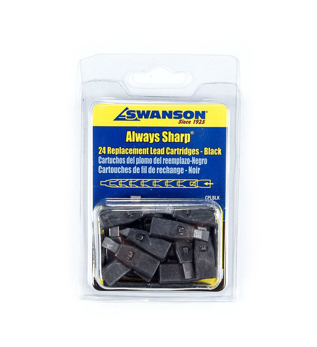 Грифели для карандаша Swanson Always Sharp, чёрные, упаковке 24шт