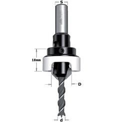 Сверло с зенкером и ограничителем 45°HW Z2  S=8  D=4/12 RH